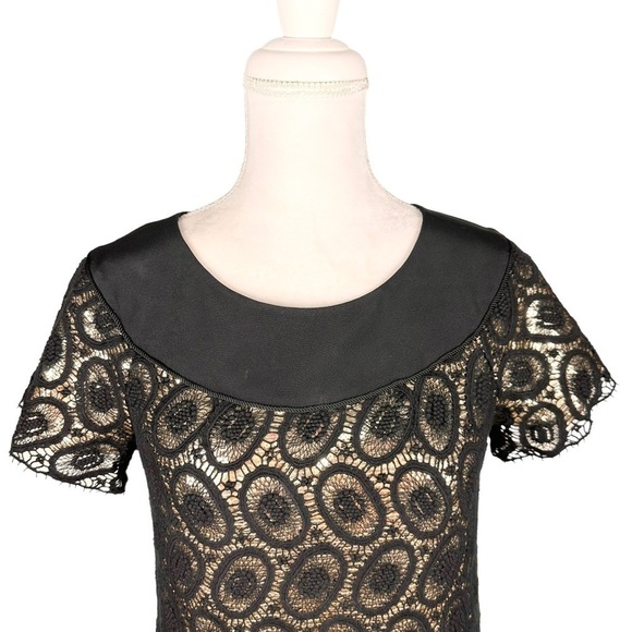 3.1 Phillip Lim mini cocktail dress black lace gold sequins 4 short sleeve - Picture 2 of 16